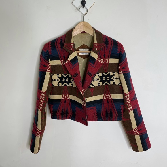 Vintage custom western coat trendy cowboy Aztec print - Picture 5 of 11